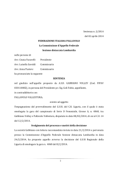 sentenza 02/2014 - FIPAV - Comitato Regionale Lombardia