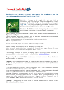 Professionisti Green cercasi, prorogata la scadenza