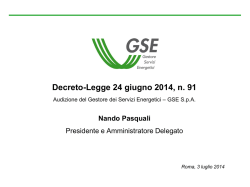 Documento depositato dal Gestore dei servizi energetici (GSE)
