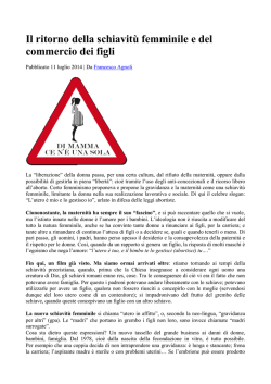 Il ritorno della schiavit&ugrave; femminile e del commercio dei figli