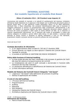 INTERNAL AUDITING Dal modello Ispettorato al modello Risk Based