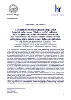 Gluten Friendly sbarca negli USA - Universit&agrave; degli Studi di Foggia