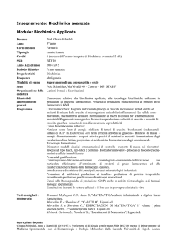 Insegnamento: Biochimica avanzata Modulo: Biochimica