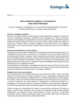Nuova efficienza logistica e di produzione nella sede di Nufringen