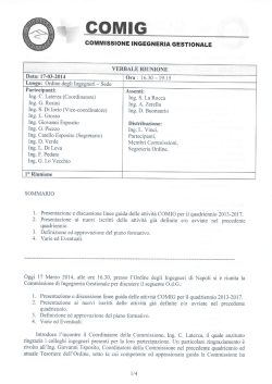 GOMMISSIONE INGEGNERIA GESTIONALE 2. Presentazione ar