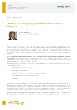 Informatizzare un magazzino gi&agrave; esistente ed