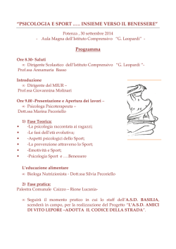 “PSICOLOGIA E SPORT .…. GIA E SPORT .…. INSIEME VERSO IL