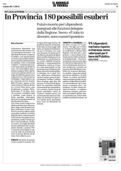 In Provincia 180 possibili esuberi
