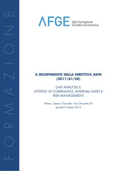 IL RECEPIMENTO DELLA DIRETTIVA AIFM (2011/61/UE) GAP