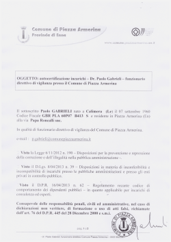 dichiarazione di insussistenza inconferibilità e incompatibilità