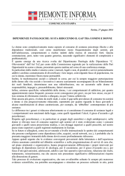 DIPENDENZE PATOLOGICHE: SI STA RIDUCENDO IL GAP TRA