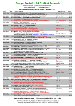 Programma Corse Giugno 2014 - Gruppo Podistico La Guglia