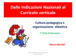 Indicazioni nazionali al Curricolo Verticale