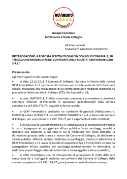 Interrogazione M5S Gem Immobiliare