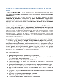 Gli Obiettivi di sviluppo sostenibile (SDGs) sostituiranno
