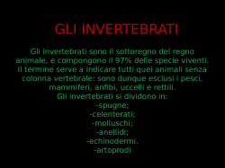 GLI INVERTEBRATI