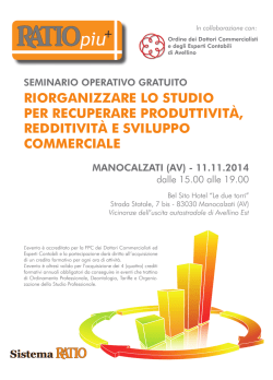 Il giorno marted&igrave; 11/11/2014, dalle ore 15.00 alle 19.00 in