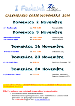 Domenica 2 Novembre Domenica 9 Novembre Domenica 16