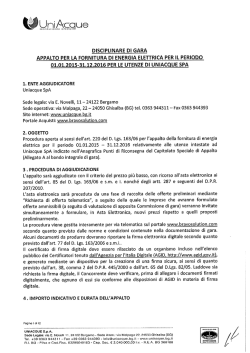 Disciplinare gara fornitura energia 2015-2016