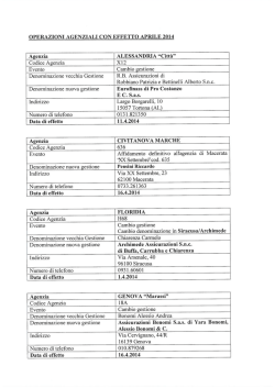 operazioni agenziali con effetto aprile 2014