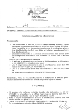 Deliberazione n. 536 del 27/06/2014:provvedimenti