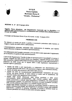 Piena attuazione del Regolamento Comunale