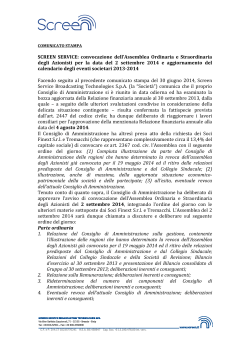 SCREEN SERVICE: convocazione d degli Azionisti per la data del 2