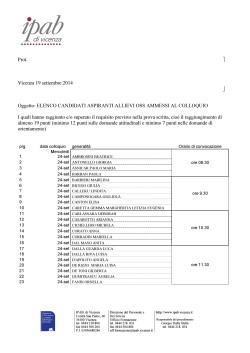 elenco candidati ammessi al colloquio e calendario