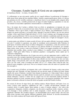 Giuseppe, il padre legale di Ges&ugrave; era un carpentiere