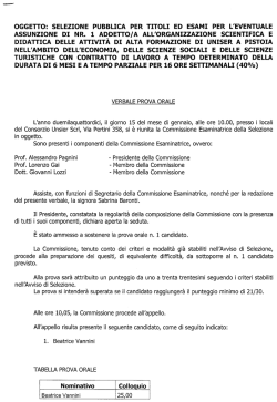 Verbale prova orale - Uniser – Polo universitario di Pistoia