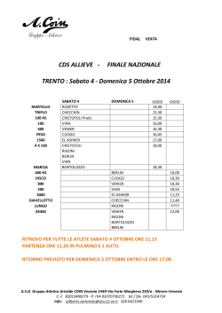 Atlete convocate e orari gare e ritrovo per Sabato e Domenica