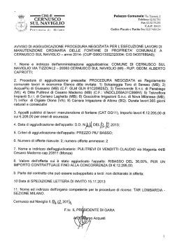 avviso di aggiudicazione manutenzione ordinaria fontane 2014