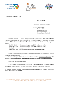 1 Comunicato Ufficiale n° 76 Bari, 27.10.2014 Alle Società