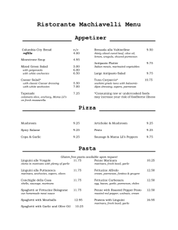 dinner and wine menu