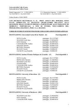 graduatorie erasmus studio - a.a. 2014/2015