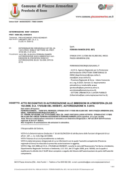 DETERMINAZIONE N. 90087 DEL 04.08.2014