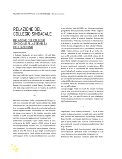 RELAZIONE dEL cOLLEGIO SINdAcALE