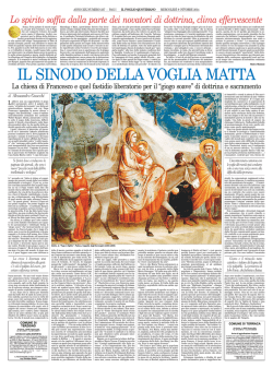 IL SINODO DELLA VOGLIA MATTA