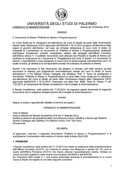 "Documento "Politiche di Ateneo e Programmazione"