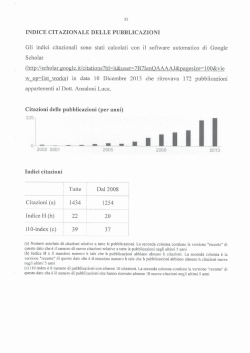 INDICE CITAZIONALE DELLE PUBBLICAZIONI Gli indici citazionali