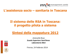 Il sistema delle RSA in Toscana. Sintesi della mappatura 2012