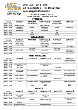 Orari Corsi 2014 - 2015 Via Paolo Costa 2 – Tel