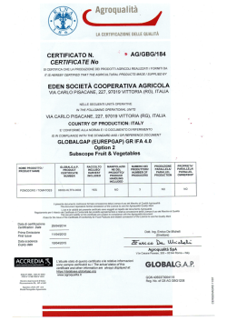 La nostra azienda è certificata GLOBAL-GAP scarica il