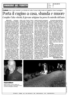 Porta ﬂ cugino a casa, sbanda e muore