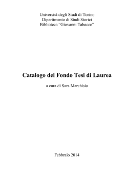 Catalogo Fondo Tesi di Laurea 1960-2001
