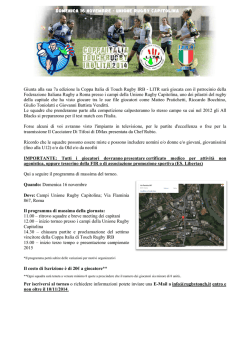 Invito Coppa Italia TOuch RUgby 16 Novembre 2014