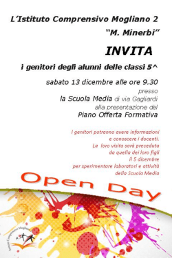 invito open day Scuola Secondaria I grado