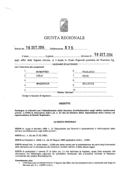D.G.R. n. 575 del 16.09.2014
