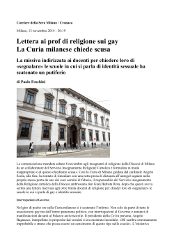 Lettera ai prof di religione sui gay