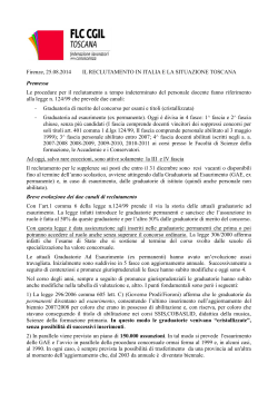 Documento FLC Toscana su situazione reclutamento